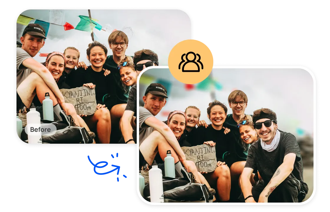 desenfocar foto de grupo