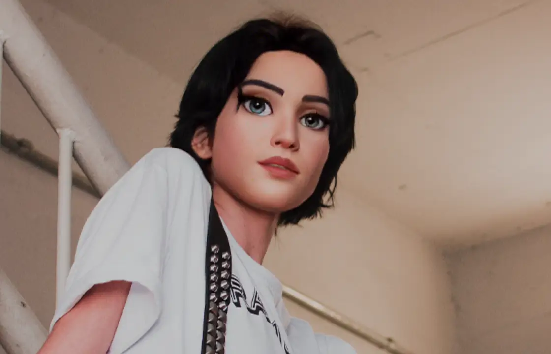 Caricatura de una mujer con el pelo corto